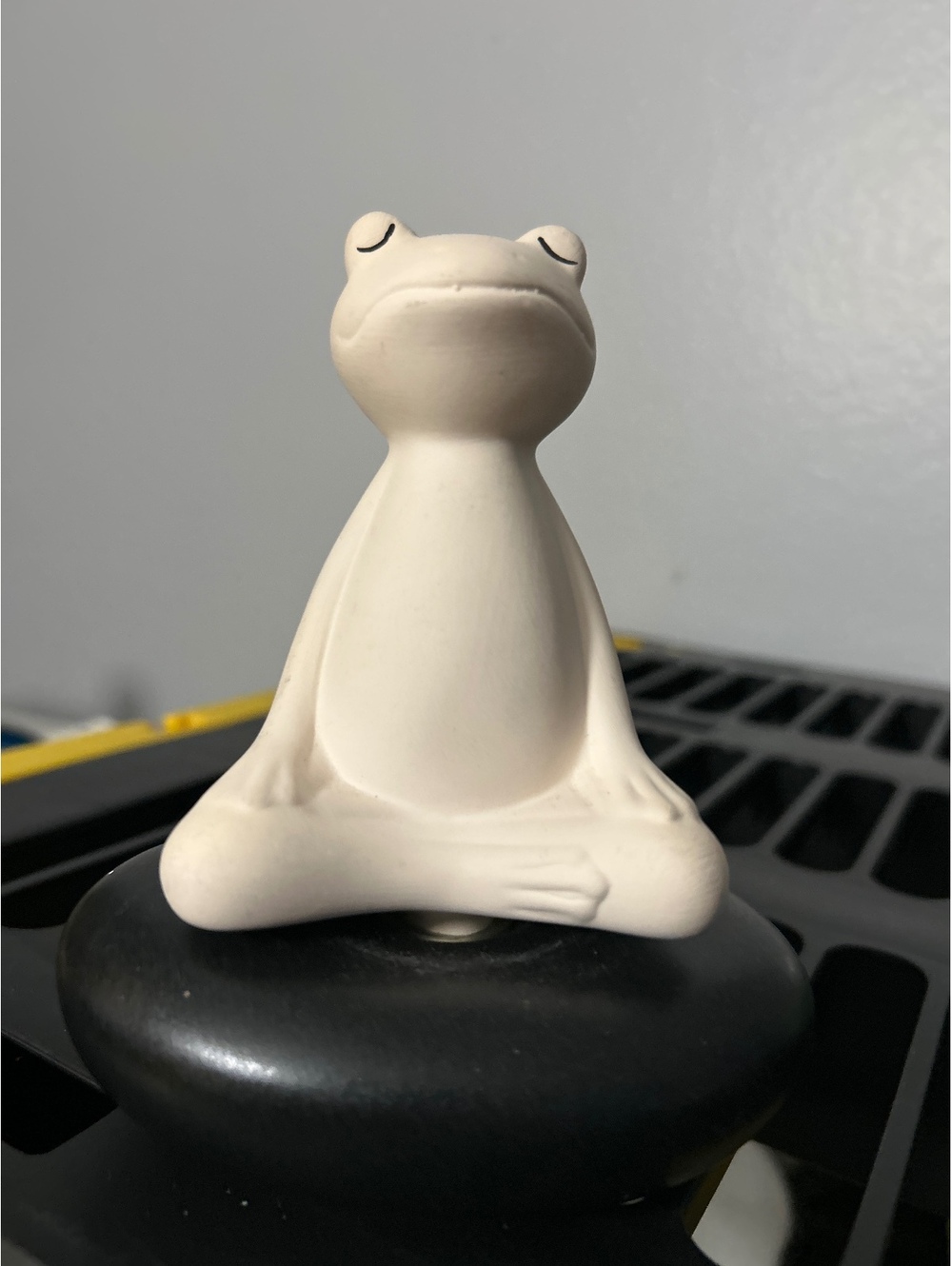 Yoga Ceramic Frog Figurine with Black Oval Base